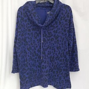 Style & Co Sport Animal Print Pullover Long Sleeve Shirt Women's XL